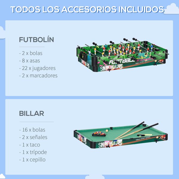 HOMCOM 6 v 1 Skládací Multiherní Stůl pro Děti od 7 Let – Stolní Hry: Kulečník, Stolní Fotbal, Ping Pong, Hoops, Air Hockey, Lední Hokej 118x104x71 cm