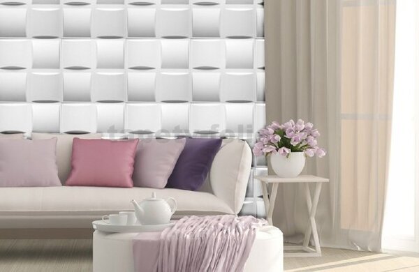 3D panel 0003, cena za kus, rozměr 50 cm x 50 cm, PLAID bílý, IMPOL TRADE