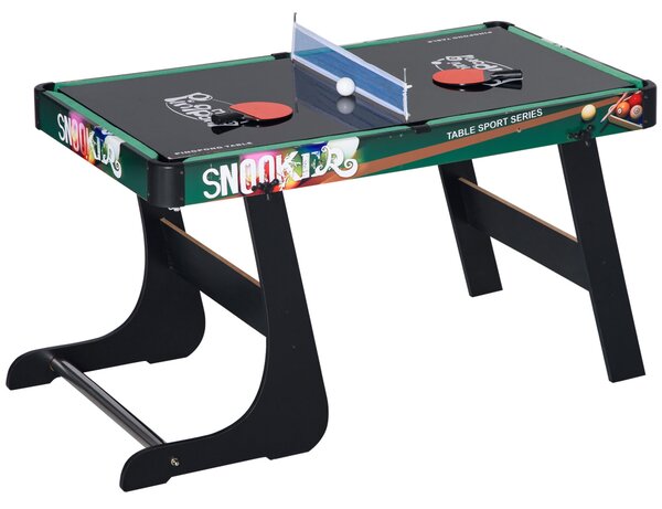 HOMCOM 6 v 1 Skládací Multiherní Stůl pro Děti od 7 Let – Stolní Hry: Kulečník, Stolní Fotbal, Ping Pong, Hoops, Air Hockey, Lední Hokej 118x104x71 cm