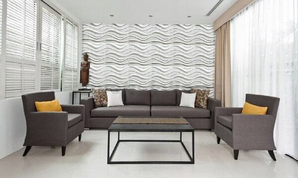 3D panel 0016, rozměr 50 cm x 50 cm, WAVE bílý, IMPOL TRADE
