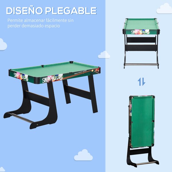 HOMCOM 6 v 1 Skládací Multiherní Stůl pro Děti od 7 Let – Stolní Hry: Kulečník, Stolní Fotbal, Ping Pong, Hoops, Air Hockey, Lední Hokej 118x104x71 cm