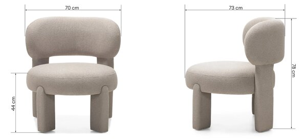 Hector Designové křeslo Falone boucle šedo-béžové