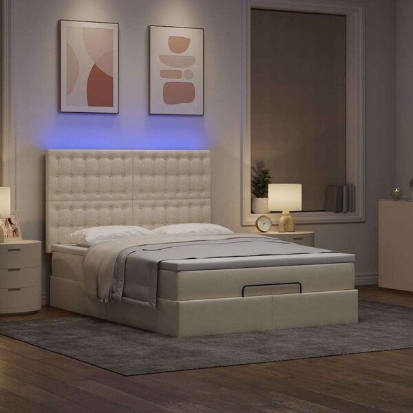 Osmanský rám postele s matrací krémově 140x190cm textil 3314174