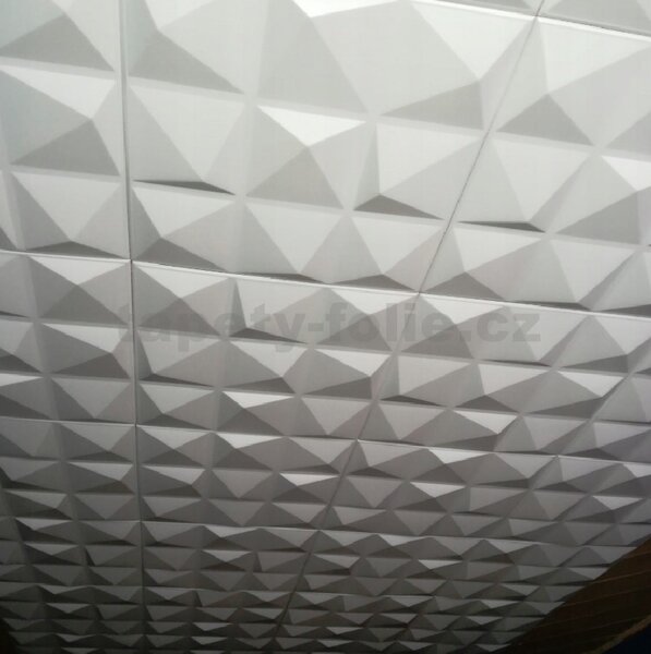 3D panel 0011, rozměr 50 cm x 50 cm, PYRAMIDS bílý, IMPOL TRADE