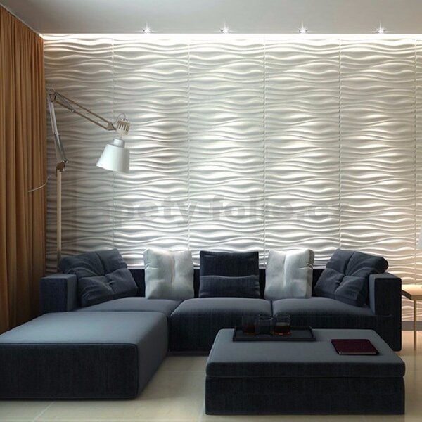 3D panel 0002, rozměr 50 cm x 50 cm, FLOW bílý, IMPOL TRADE