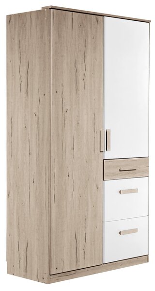 ŠATNÍ SKŘÍŇ S OTOČNÝMI DVEŘMI, bílá, barvy dubu, 90/199/58 cm MID.YOU, Online Only