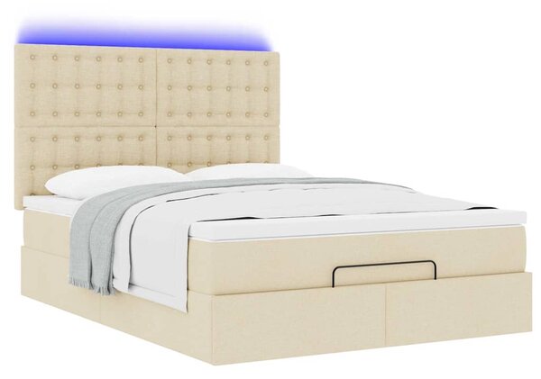 Osmanský rám postele s matrací krémově 140x190cm textil 3314174