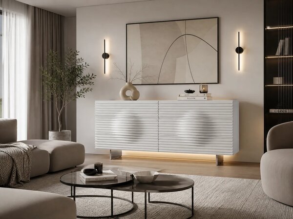 LivinHill Komoda Hudson 160 cm bílá/chrom