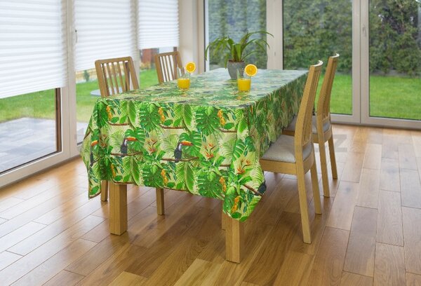 Ubrus PVC 7741510, metráž, šířka 140 cm, jungle s tukany, IMPOL TRADE