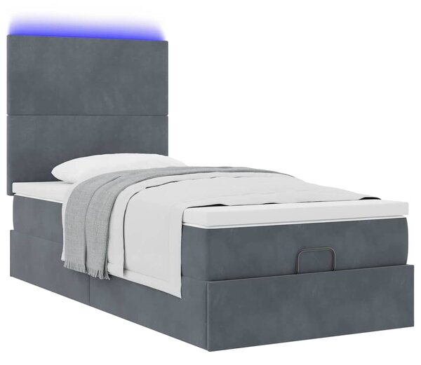 Osmanský rám postele s matracemi tmavě šedá 80x200cm samet 3314211