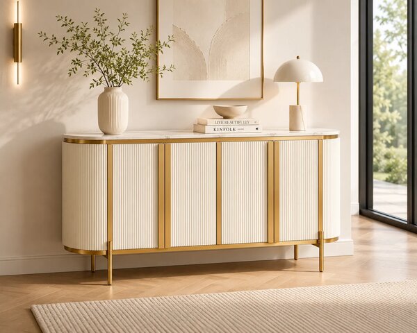 LivinHill Komoda Stilig ST384 160 cm mramor/ecru/zlatá
