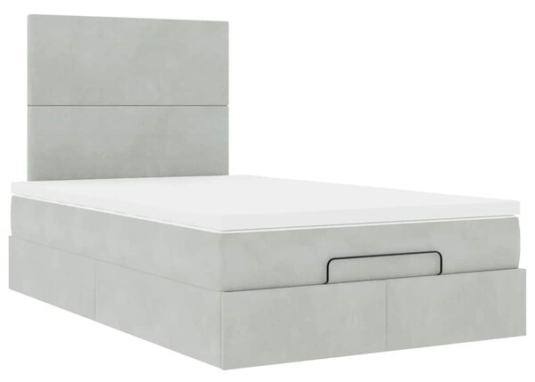 Osmanský rám postele s matracemi světle šedá 120x200cm samet 3314240