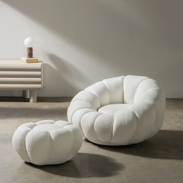 Hector Designové relaxační křeslo VENEZIA 100 cm boucle bílé