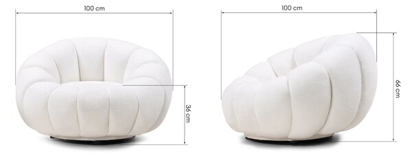 Hector Designové relaxační křeslo VENEZIA 100 cm boucle bílé