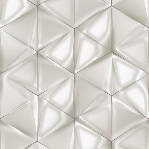 Vliesové tapety na zeď IMPOL Onyx M34900, rozměr 10,05 m x 0,53 m, 3D hexagony světle šedo-hnědé, UGÉPA