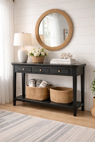 LivinHill Konzolový stolek Cesena 128 cm z masivu černý