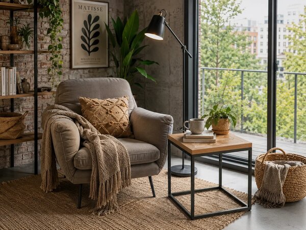 LivinHill Odkládací stolek Indus 45 cm z masivu dub přírodní/grafit