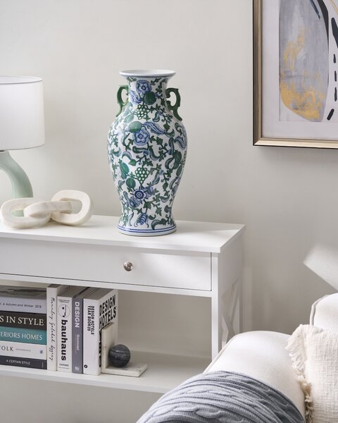 Váza na květiny SEGOWIA Porcelán 47 cm Bílá/Modrá