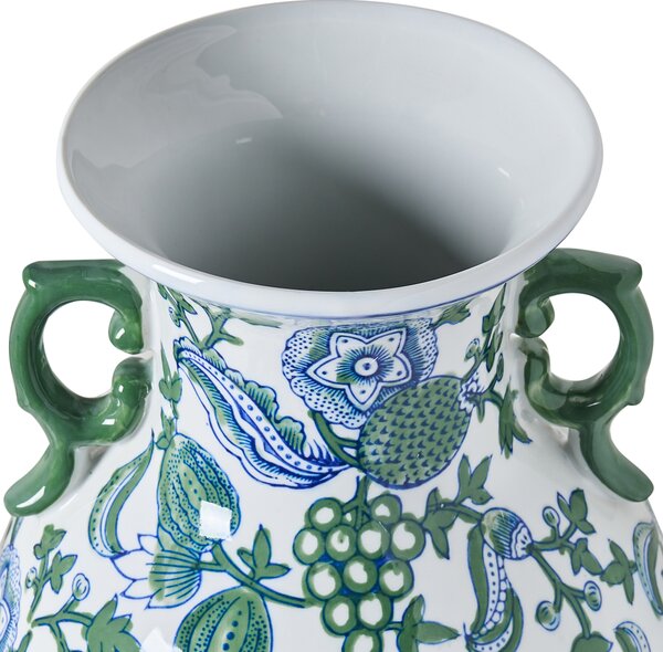 Váza na květiny SEGOWIA Porcelán 47 cm Bílá/Modrá
