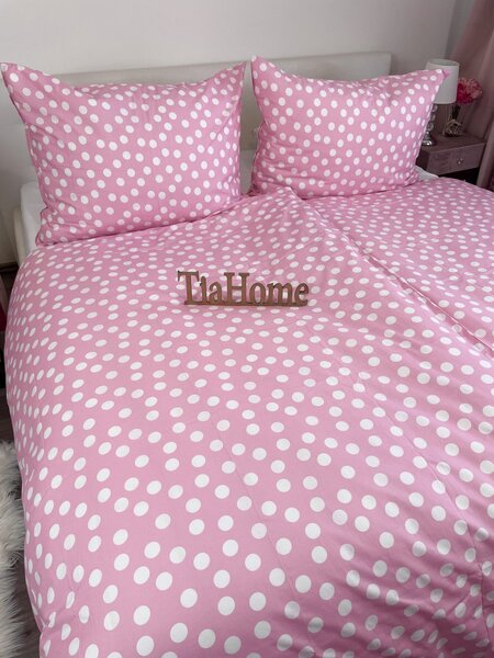 Povlečení balněné Dots růžové TiaHome - Detský set 130x90cm + 65x45cm