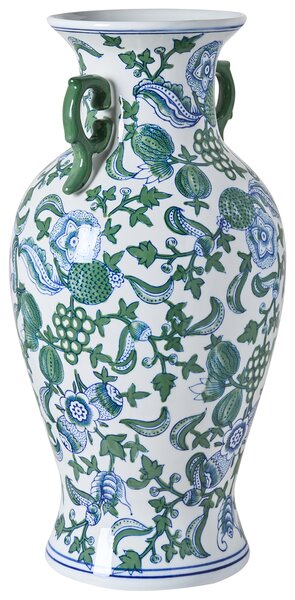 Váza na květiny SEGOWIA Porcelán 47 cm Bílá/Modrá