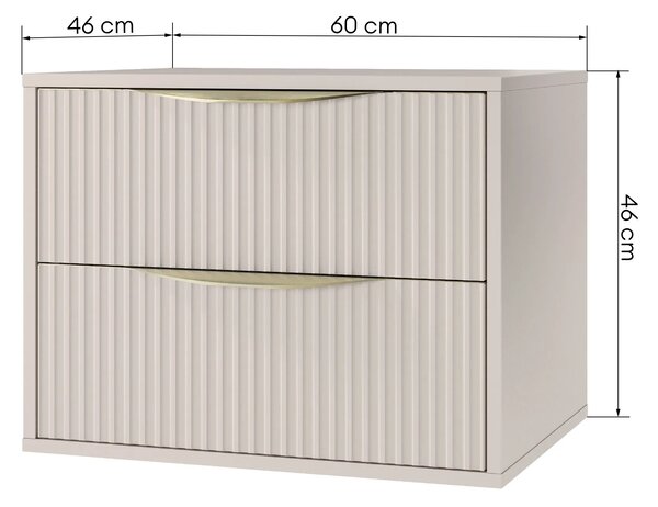 Hector Závěsná skříňka pod umyvadlo Avila s deskou 60 cm kašmír/zlatá