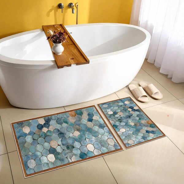 Modré koupelnové předložky v sadě 2 ks 60x100 cm – Foutastic