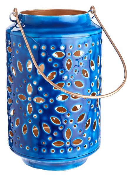 BLUE MAROCCO Lucerna 25 cm - modrá/zlatá