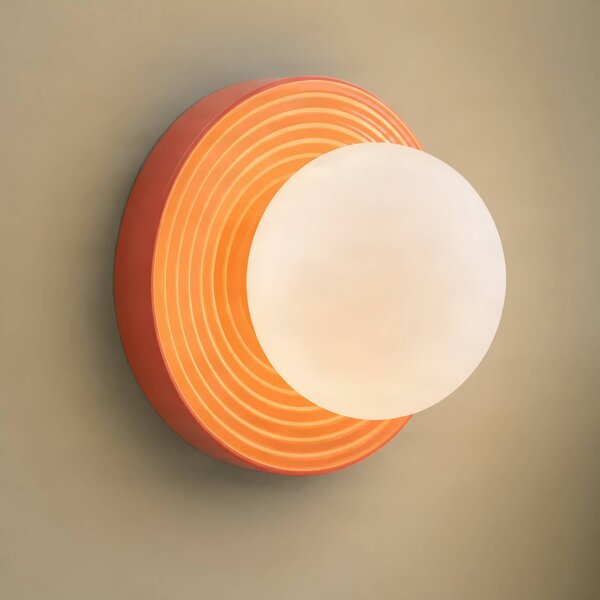 Lindby Nástěnné světlo Harriet, oranžové/bílé, keramika, Ø 22 cm, G9, stmívatelný, Žlutá / oranžová, Obývací pokoj / jídelna, Keramika, Moderní
