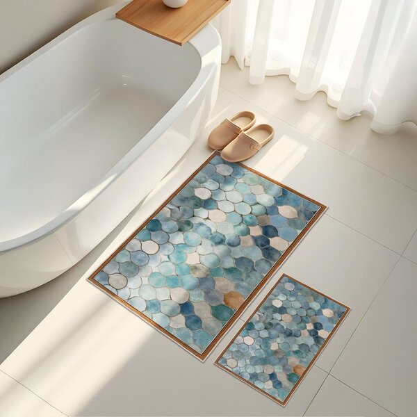 Modré koupelnové předložky v sadě 2 ks 60x100 cm – Foutastic