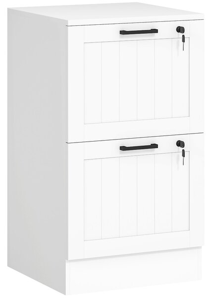 HOMCOM Kancelářský Zásuvkový Souborový Skříň s 2 Zásuvkami a Zámky na Závěsné Katalogy pro A4 a Letter 40x40x71 cm Bílá | Aosom