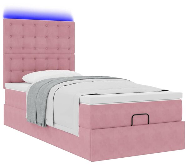 Osmanský rám postele s matracemi růžová 90x200cm samet 3314443