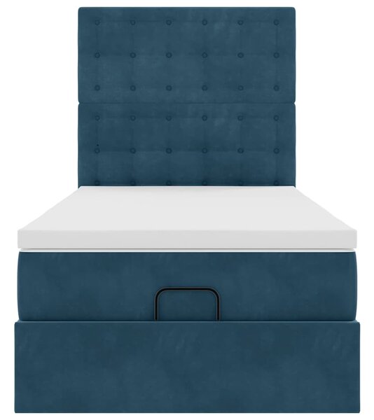 Osmanský rám postele s matracemi tmavě modrá 80x200cm samet 3314430
