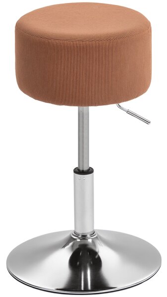 HOMCOM Barová židle Vysoká Kuchyňská Židle Nastavitelná Výška 52-66 cm Potahována Velvety 360° Otáčivá pro Jídelní Pult Toaletní Stolek Hnědá | Aosom