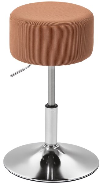 HOMCOM Barová židle Vysoká Kuchyňská Židle Nastavitelná Výška 52-66 cm Potahována Velvety 360° Otáčivá pro Jídelní Pult Toaletní Stolek Hnědá | Aosom