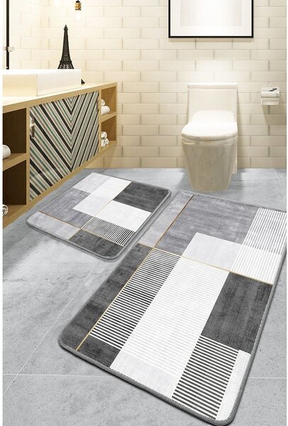 Šedé koupelnové předložky v sadě 2 ks 60x100 cm Pendor – Foutastic
