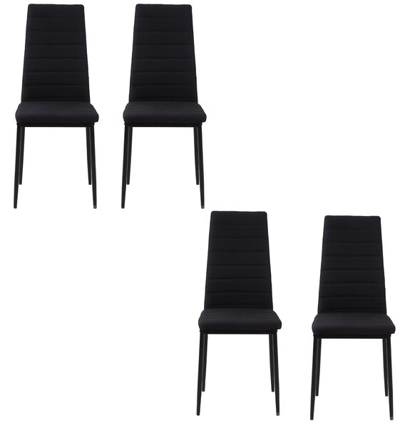HOMCOM Set 4 čalouněných jídelních židlí z lnu - Moderní kuchyňské židle s vysokým opěradlem a kovovými nohami, nosnost 120 kg, pro obývací pokoj, 41x