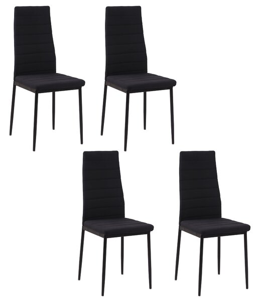 HOMCOM Set 4 čalouněných jídelních židlí z lnu - Moderní kuchyňské židle s vysokým opěradlem a kovovými nohami, nosnost 120 kg, pro obývací pokoj, 41x