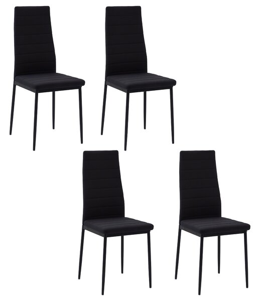 HOMCOM Set 4 čalouněných jídelních židlí z lnu - Moderní kuchyňské židle s vysokým opěradlem a kovovými nohami, nosnost 120 kg, pro obývací pokoj, 41x