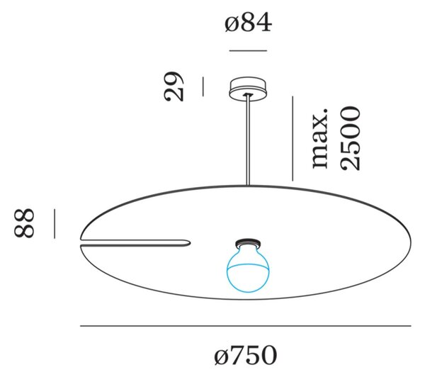 Wever and Ducré MIRRO závěsné svítidlo Ø450Chromová2500mm