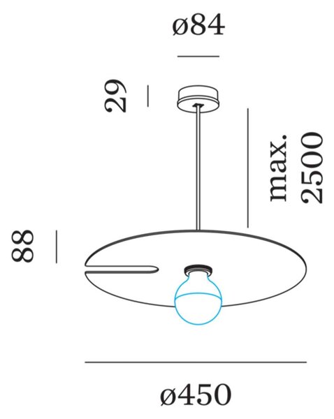 Wever and Ducré MIRRO závěsné svítidlo Ø450Chromová2500mm
