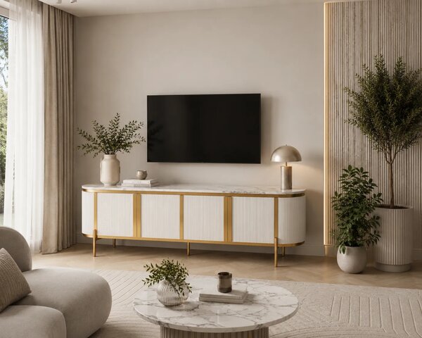 LivinHill TV stolek Stilig 200 cm mramor/béžový