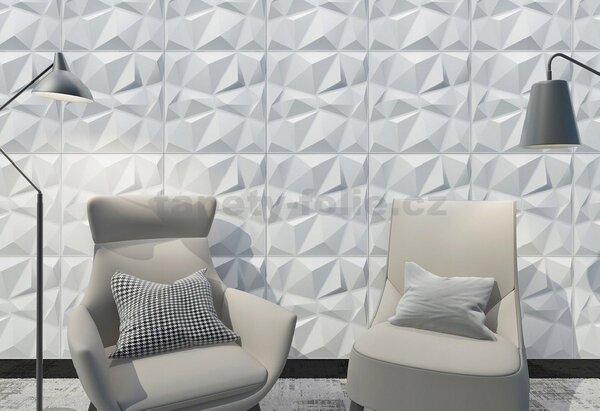 3D panel 0001, cena za kus, rozměr 50 cm x 50 cm, DIAMANT bílý, IMPOL TRADE