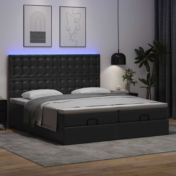 Osmanský postel s matracemi&LED černá 160x200cm umělá kůže 3314498