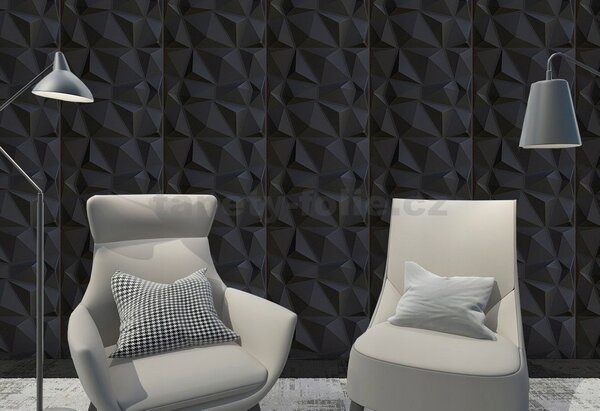 3D panel 0004, cena za kus, rozměr 50 cm x 50 cm, DIAMANT černý, IMPOL TRADE