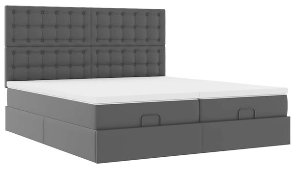 Osmanský postel s matracemi&LED černá 160x200cm umělá kůže 3314498