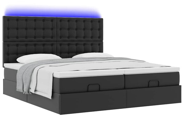 Osmanský postel s matracemi&LED černá 160x200cm umělá kůže 3314498