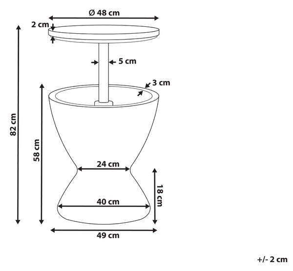 Chladicí barový stolek AISA 49 cm 49 cm Imitace dřeva Hnědá