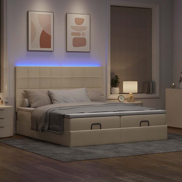 Osmanský rám postele s matrací krémová 180x200cm textil 3314546