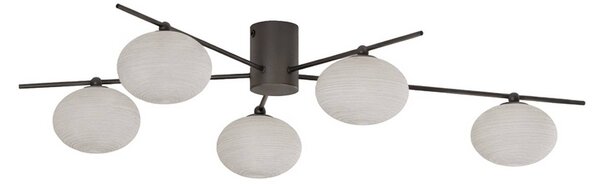 Lindby Stropní svítidlo Valisa, černé, 5 světelných zdrojů, stmívatelný, Černá, Obývací pokoj / jídelna, Sklo